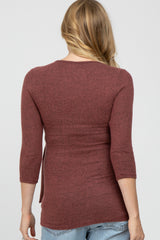 Mauve Brushed Knit Maternity/Nursing Wrap Top