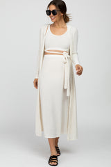 Ivory 3-Piece Skirt and Cardigan Maternity Set