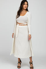 Ivory 3-Piece Skirt and Cardigan Set