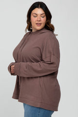 Mocha Soft Brushed Hooded Plus Top