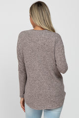 Mauve Brushed V-Neck Long Sleeve Maternity Top