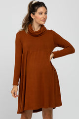 Rust Cowl Neck Maternity Dress