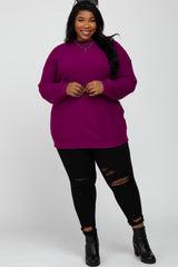 Magenta Mock Neck Maternity Plus Sweater