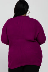 Magenta Mock Neck Plus Sweater