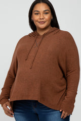 Mocha Hi-Low Maternity Plus Hoodie