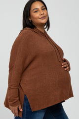 Mocha Hi-Low Maternity Plus Hoodie