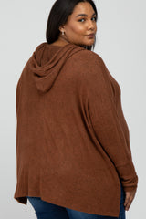 Mocha Hi-Low Maternity Plus Hoodie