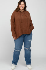 Mocha Hi-Low Maternity Plus Hoodie