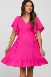 Fuchsia Smocked Maternity Dress