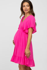 Fuchsia Smocked Maternity Dress