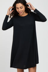 Black Knit Basic Maternity Dress