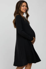 Black Knit Basic Maternity Dress