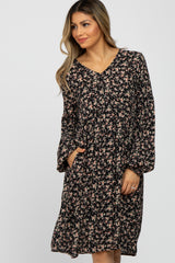 Black Floral Long Sleeve Dress