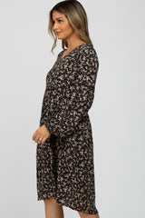 Black Floral Long Sleeve Dress