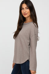 Mocha Waffle Knit Round Hem Top