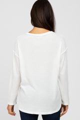 White Waffle Knit Round Hem Top