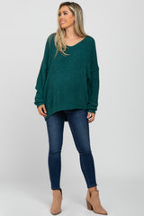 Teal V-Neck Soft Maternity Sweater