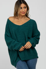 Teal V-Neck Soft Maternity Sweater