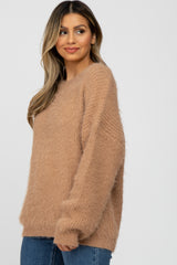 Taupe Fuzzy Chunky Knit Sweater