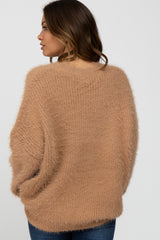 Taupe Fuzzy Chunky Knit Maternity Sweater