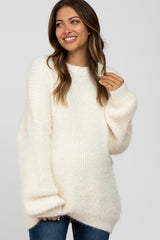 Ivory Fuzzy Chunky Knit Maternity Sweater