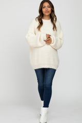 Ivory Fuzzy Chunky Knit Maternity Sweater