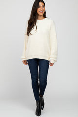 Ivory Fuzzy Chunky Knit Sweater