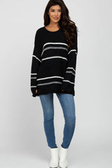 Black Striped Knit Maternity Sweater