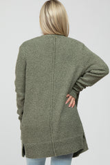 Light Olive Popcorn Knit Maternity Cardigan