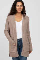 Taupe Popcorn Knit Maternity Cardigan