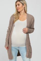 Taupe Popcorn Knit Maternity Cardigan