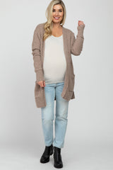 Taupe Popcorn Knit Maternity Cardigan