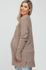 Taupe Popcorn Knit Maternity Cardigan