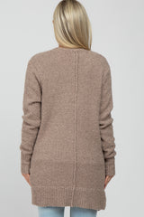 Taupe Popcorn Knit Maternity Cardigan