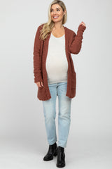 Mauve Popcorn Knit Maternity Cardigan