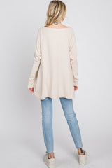 Beige Soft Knit Boatneck Dolman Sleeve Sweater