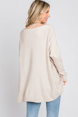 Beige Soft Knit Boatneck Dolman Sleeve Sweater