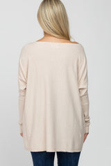 Beige Soft Knit Boatneck Dolman Sleeve Maternity Sweater