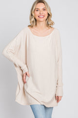 Beige Soft Knit Boatneck Dolman Sleeve Sweater