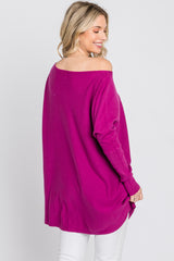 Magenta Soft Knit Boatneck Dolman Sleeve Sweater