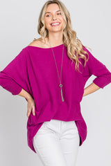 Magenta Soft Knit Boatneck Dolman Sleeve Sweater