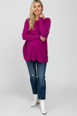 Magenta Soft Knit Boatneck Dolman Sleeve Maternity Sweater