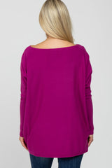 Magenta Soft Knit Boatneck Dolman Sleeve Maternity Sweater