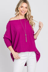 Magenta Soft Knit Boatneck Dolman Sleeve Maternity Sweater