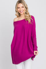 Magenta Soft Knit Boatneck Dolman Sleeve Sweater