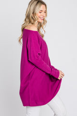 Magenta Soft Knit Boatneck Dolman Sleeve Sweater