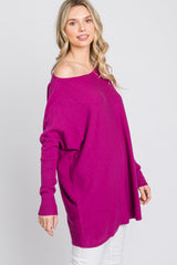 Magenta Soft Knit Boatneck Dolman Sleeve Sweater