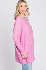 Pink Soft Knit Boatneck Dolman Sleeve Sweater