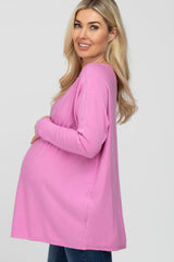 Pink Soft Knit Boatneck Dolman Sleeve Maternity Sweater