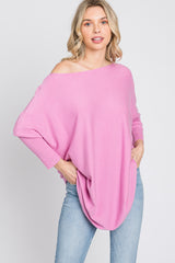 Pink Soft Knit Boatneck Dolman Sleeve Maternity Sweater